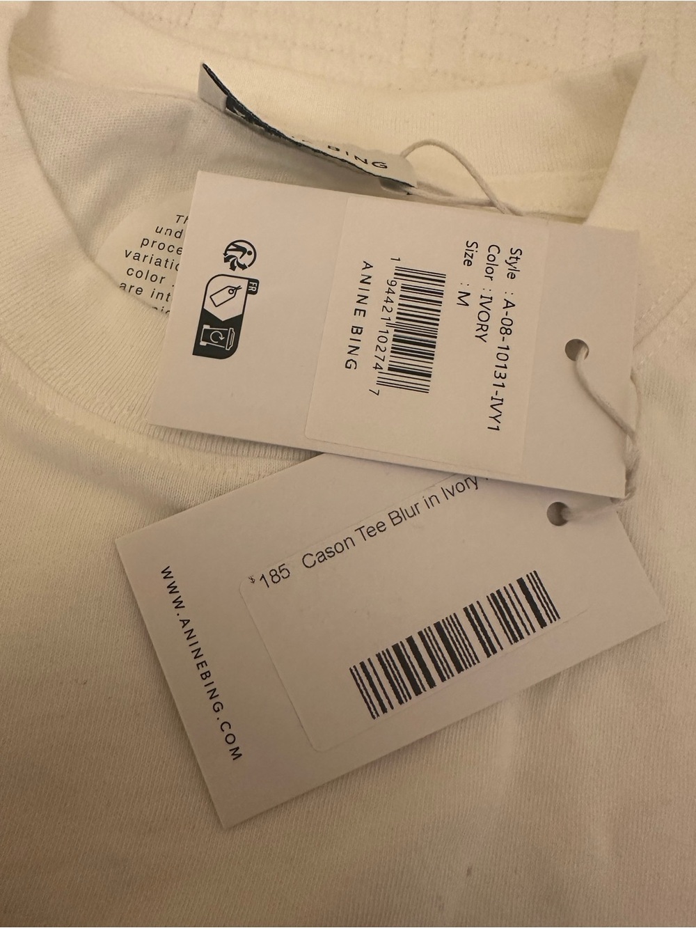 ANINE BING White Crewneck Carson Blur Tee with 'NEW YORK' - Picture 3 of 11